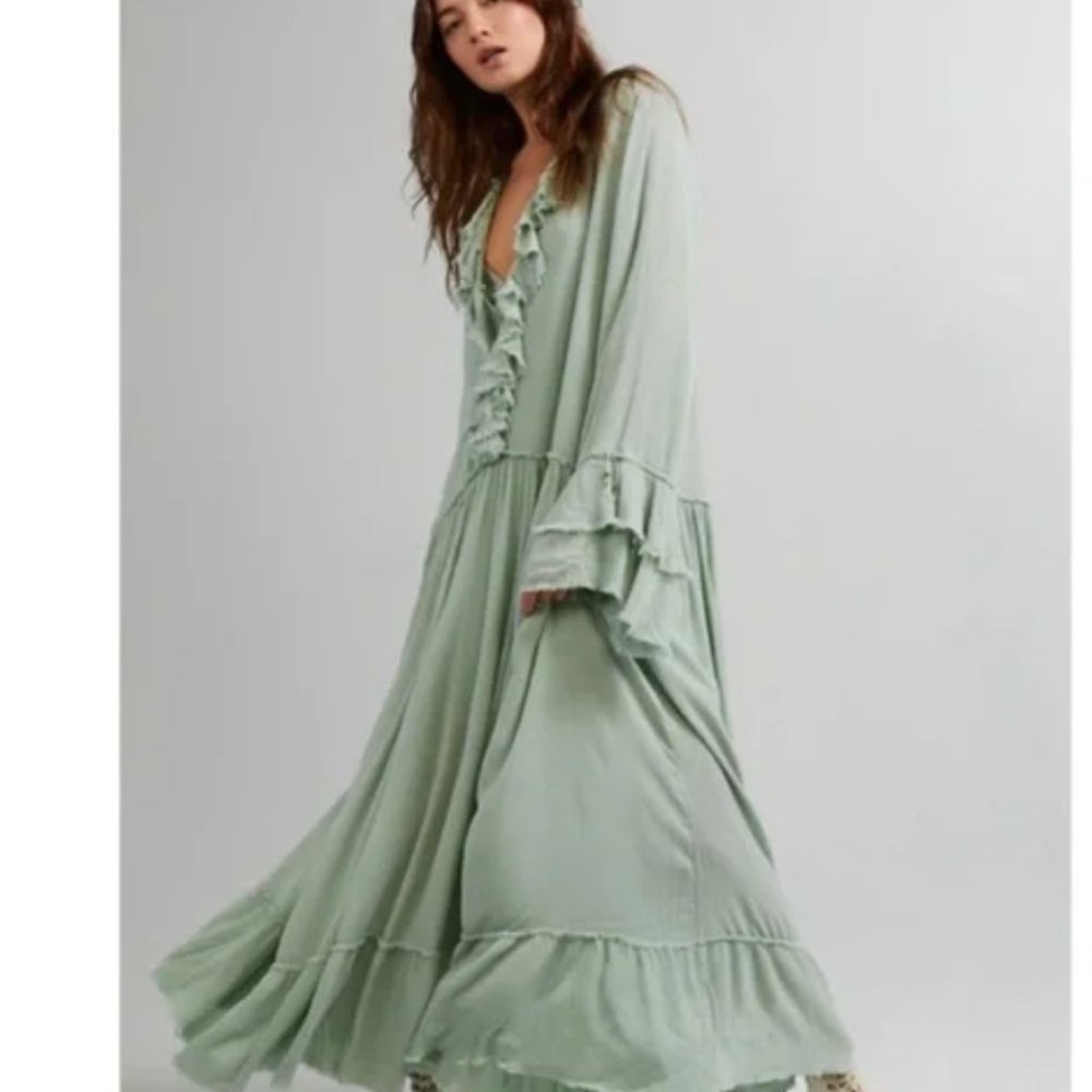 Free People Sweet Darlin Maxi Dress In Minted Jade Size Medium